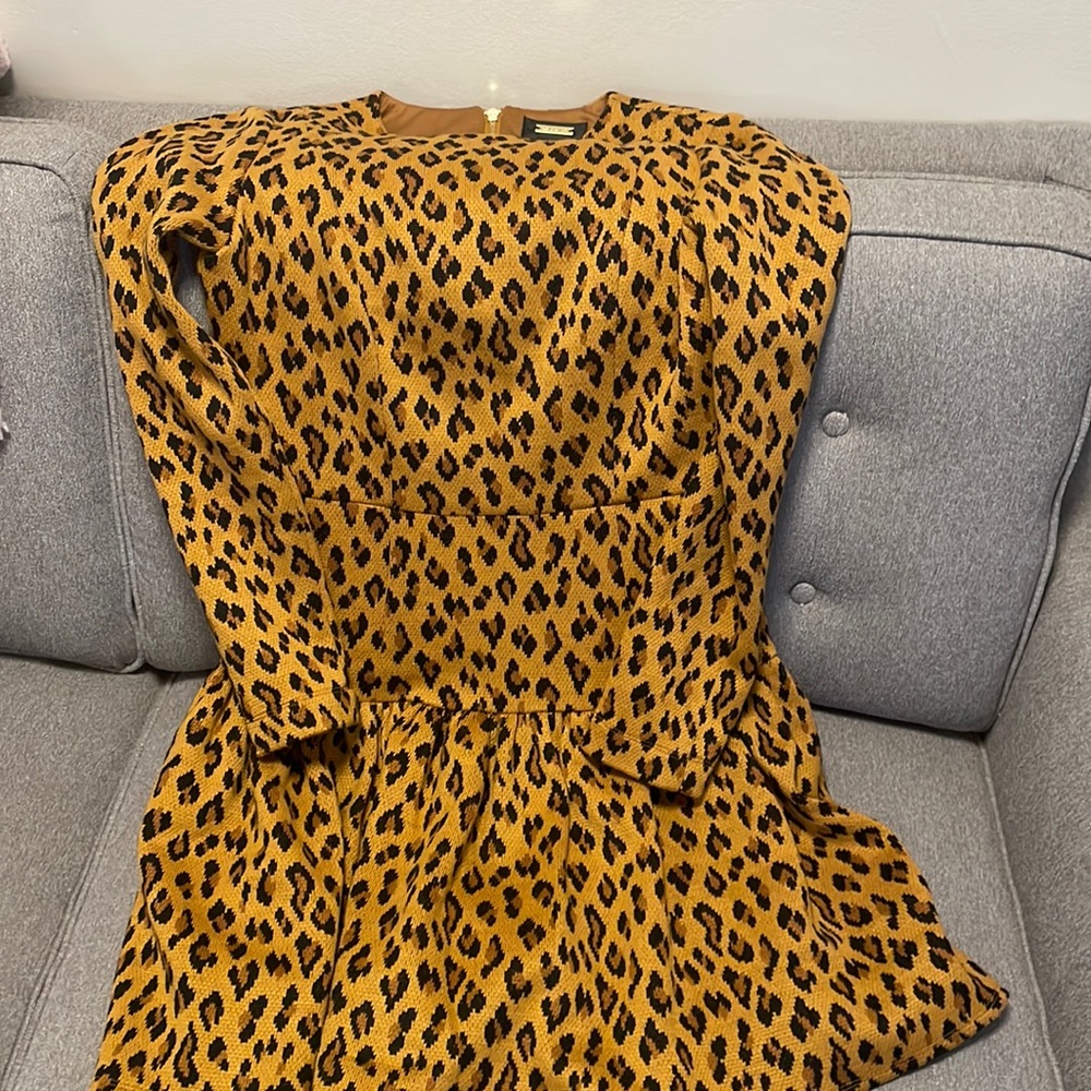 Alexia Admor Racquel Leopard Print long sleeve fit and flare dress